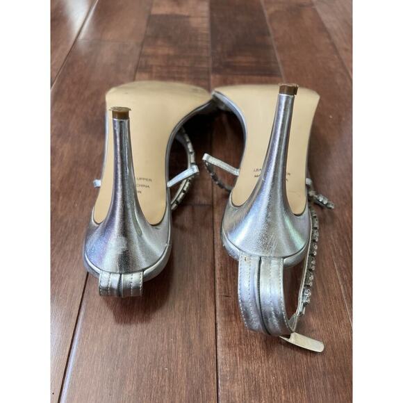 VTG Y2K Valerie Stevens Womens Bling Silver Evening Heels Size 7 - Picture 8 of 8